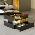 thumbnail image 2 of MODERNLUXE High Gloss Coffee Table with Storage,Square Lift Top Coffee Tables with 1 Drawer & LED Lights for Living Room,Black, 2 of 7