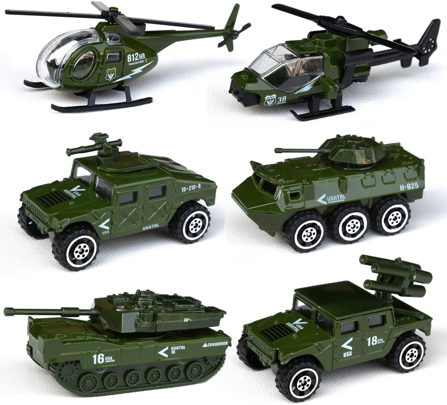 1:87 Diecast Alloy Military Vehicles Tank Toy Helicopter Playset for Kids 