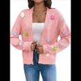 thumbnail image 2 of Suéteres Tipo Cárdigan Cortos para Mujer, Estilo Bohemio, con Bordado Floral de Crochet, de Gran Tamaño, con Frente Abierto, Prendas de Vestir Exteriores. Rosa XL, 2 of 9
