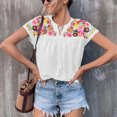 thumbnail image 1 of Blusa bordada de verano para mujer, blusa informal de manga corta bordada para mujer, blusa informal de manga corta para mujer, blusas elegantes y modernas, 1 of 6