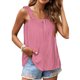 thumbnail image 2 of Camisola informal con ribete de volantes para mujer, camiseta sin mangas con tirantes fruncidos, camiseta sin mangas de Color puro para verano, 2 of 6