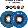 thumbnail image 3 of NEIKO 11145A 10 Pack Zirconia Flap Discs 4-1/2 for Angle Grinder, 120 Grit Flapper Wheel, Angled T29 Grinding Wheel 4.5 Inch Flap Disc, 7/8" Arbor Grinding Disc, Flap Wheel for Wood & Metal Sanding, 3 of 5