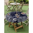 thumbnail image 4 of Outdoor Tablecloths with Umbrella Hole & Zipper, Navy Blue Coastal Round Tablecloth 54 Inch, Starfish Coral Summer Beach Ocean Waterproof Table Cloth, Patio/Pool/Picnic Table Covers, 4 of 8