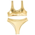thumbnail image 5 of WEIGFI Womens Bikini Sets 2 Piece Bathing Suit Top And Triangle Bottoms Cheeky Swimwear Solid Color Spaghetti Strap Crew Neck Elegant Summer Pool Sweet Party Swim Wear,Gold,L, 5 of 8