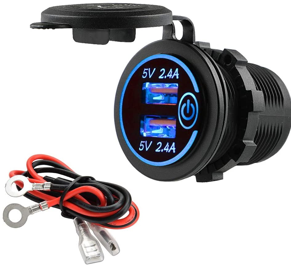 Prise Allume-cigare Qualité Marine Prise Allume-cigare étanche Marine 12V/ 24V - Lot De 2, IP66, 120-250W Prise Voiture Bateau