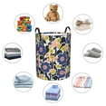 thumbnail image 2 of DouZhe Waterproof Collapsible Large Laundry Baskets, Vintage Flowers Blue Floral Prints Circular Hamper with Handles, 2 of 7