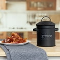 thumbnail image 4 of AuldHome Design Enamelware Grease Container w/ Strainer (Black), Farmhouse Style Kitchen StorageTin, Labeled “Grease”, 4 of 10