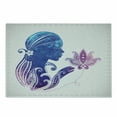 thumbnail image 1 of Feminine Cutting Board, Girl's Silhouette with Flowers on Her Hair Floral Ornaments Spa Art, Decorative Tempered Glass Cutting and Serving Board, Small Size, Purple Blue, by Ambesonne, 1 of 1