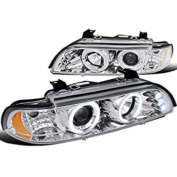 Bmw 5 Series Headlamp - Spec-D Tuning 2LHP-E3997-TM Bmw E39 5-Series 528I 530I 540I Dual Halo Led Chrome Projector Headlights