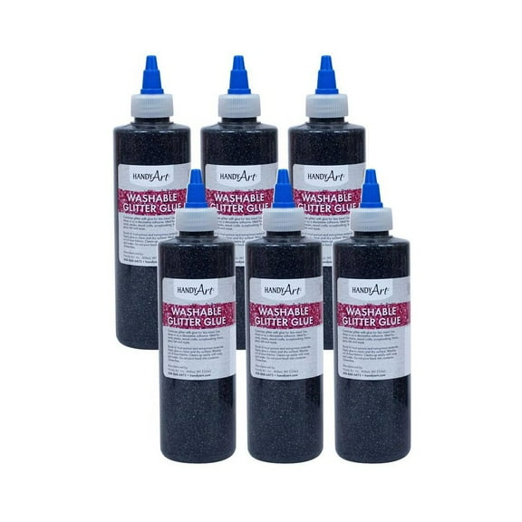 Handy Art�� Washable Glitter Glue, 8 oz., Black, Pack of 6