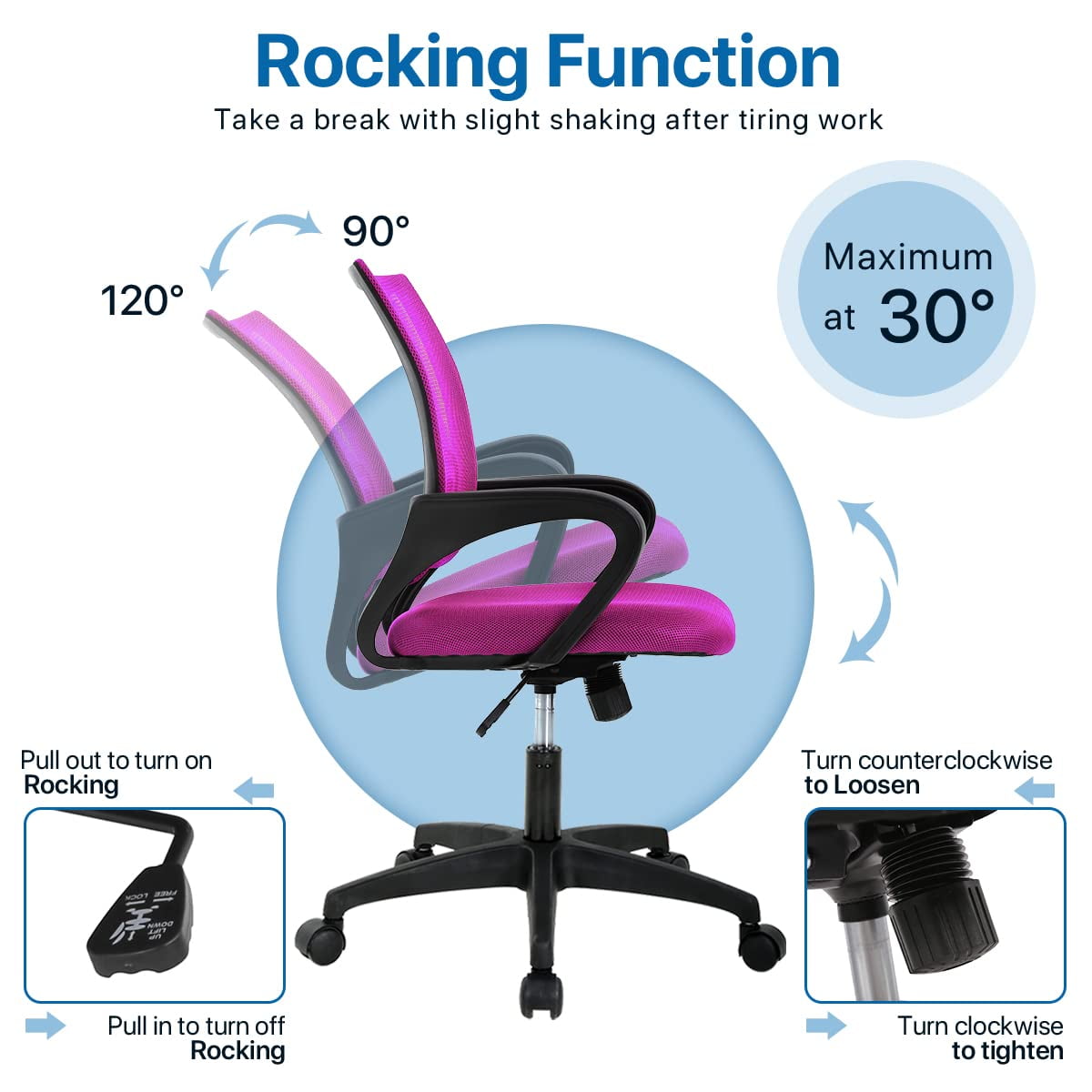 NiamVelo Mesh Office Chair, Mid-Back Home Office Chair Adjustable Ergonomic Desk Chair with Armrest, Rolling Swivel Chair for Adults, Pink