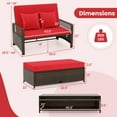 thumbnail image 3 of Gymax Causeuse-Lit de Jour en Rotin pour Patio avec Ottomane Multifonctionnelle, Rouge, 3 of 10