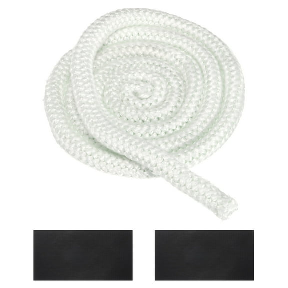 11/16" x 79" Wood Stove Gasket Kit, Fiberglass Round High-Temperature Resistance Seal Rope Replacement with 4pcs Joint Tapes for Stoves Fireplace Door, White