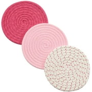 Potholders Set Trivets Set 100% Pure Cotton Thread Weave Hot Pot Holders Set (Set of 3) Stylish Coasters, Hot Pads, Hot Mats,Spoon Rest For Cooking and Baking by Diameter 7 Inches