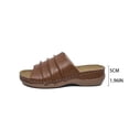 thumbnail image 4 of Slides for Women Low Wedge Orthopedic Sandals Open Toe Fashion Stitching Slip on Slippers Summer Casual Outdoor Walking Shoes Brown Size 8, 4 of 6