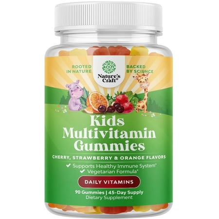 Natures Craft Organic Kids Multivitamin Gummies for Immune Support, Assorted Fruit Flavor, 90 Ct