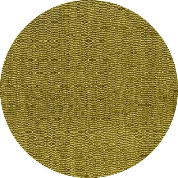 Ahgly Company Indoor Round Abstract Yellow Contemporary Area Rugs, 4' Round