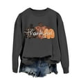 thumbnail image 4 of Wang6 Womens Thanksgiving Graphic Sweatshirts Trendy Thankful Letter Printed Long Sleeve Crew Neck Pullovers Comfy Fall Loose Fit Solid Tshirts Tops Dark Gray XL, 4 of 4