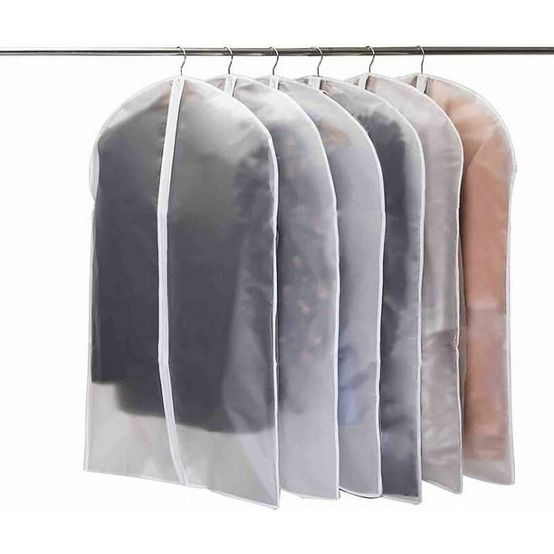 Fundas para ropa de viaje transparentes y a prueba de polvo, fundas transpirables para guardar y proteger trajes y vestidos en el armario, material PEVA de primera calidad, 6 piezas, 60 x 100 cm