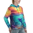 thumbnail image 6 of Lsque Hawaiian Island Dolphin Pattern Casual Women's Hoodie,Hooded Sweatshirt with Kangaroo Pocket,Pullover Hoodie with Eye-catching Drawstrings-Small, 6 of 7