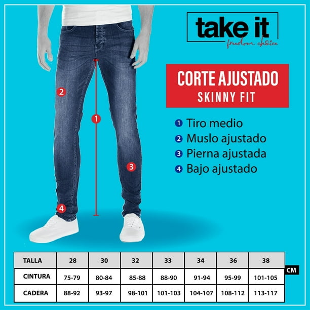 Pantalon Skinny De Mezclilla Negra Strech Take It Para Hombre PM1024 Take it Jeans Black Q Walmart en linea