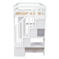 thumbnail image 4 of Twin Wood Loft Bed with Storage Drawers, Stairs and Guard Rail, Loft Bed with Shelves, Loft Bed for Teenagers, Multiple Functions Bed(White), 4 of 8