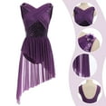 thumbnail image 5 of IBTOM CASTLE Lyrical Dance Dress for Women Contempory Dance Clothes Shiny Sequins Asymmetrical Ballet Leotard Dress L Purple, 5 of 8