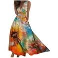 thumbnail image 2 of Viikei Women Dress Summer Maxi Dresses,Dresses for Women Plus Size Summer,Women's Summer Print Casual Loose Sleevless V-Neck Dress Multicolor XL, 2 of 5