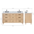 thumbnail image 2 of Ariel Monroe 67 Inch Double Rectangular Sink Bathroom Vanity With Italian Carrara Marble Countertop 1.5 inch Edge In Oak, 2 of 7