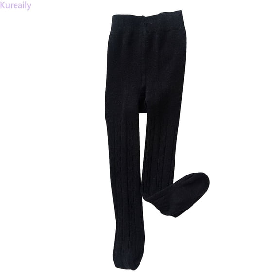 Kureaily Kids Baby Girls Tights Toddler Cable Knit Warm Leggings Seamless Stretchy Stockings Pantyhose Winter Socks/ 3-4 Years/ Little Kid (Black)