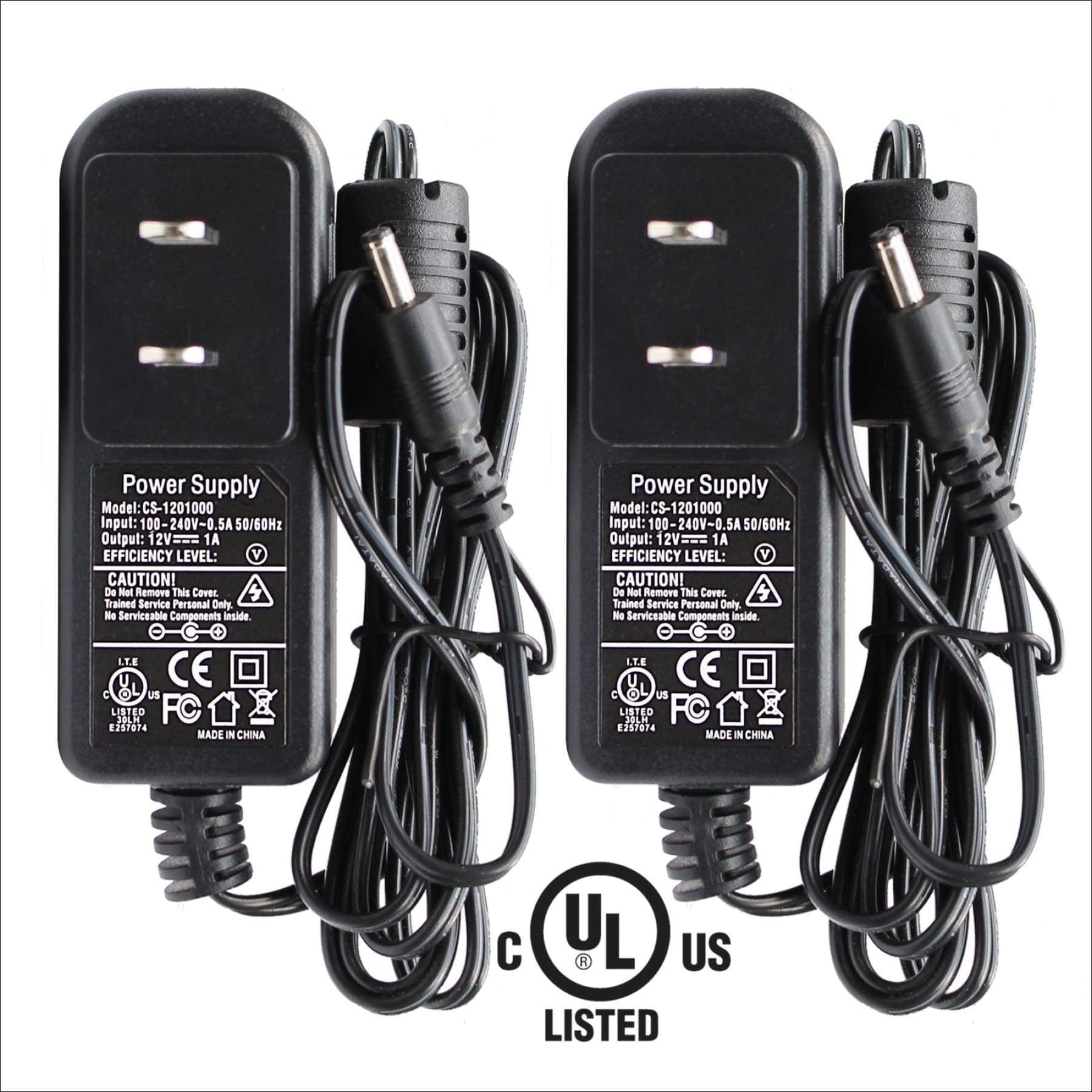 2pack AC 100240V to DC 12V 1A 1000mA 12W Power Supply Adapter Barrel