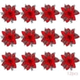 thumbnail image 1 of 12 piezas de flores artificiales con purpurina navideña, decoraciones de flores navideñas de 15 cm, rojo (esheng), 1 of 5