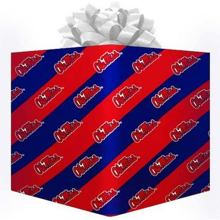 NCAA Mississippi Rebels Logo Gift Wrap Paper - Navy Blue/Cardinal