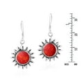 thumbnail image 4 of Sunshine Daisy Sunflowers with Red Coral Inlays .925 Sterling Silver Earrings, 4 of 5
