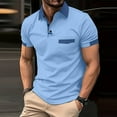thumbnail image 2 of Fozruso Men's Summer Breathable Short Sleeve Polo Shirts For Men Solid Color Button Lapel Pocket Polo Shirts Cotton Polo Polo Shirtss, 2 of 5