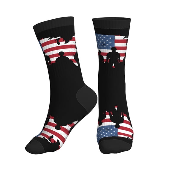Unisex Patriotic Soldier Flag Novelty Ankle Socks Colorful ComfortSoft Lightweight Sports Athletic Socks