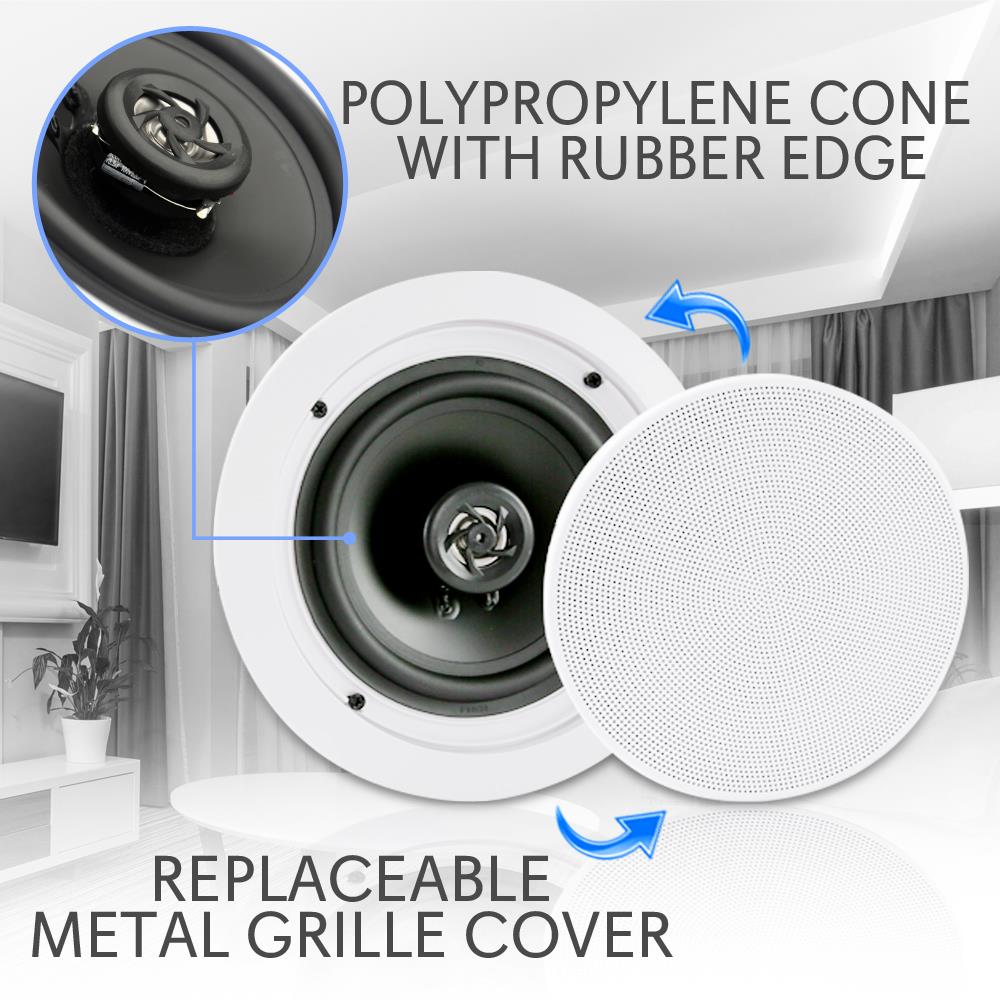 Pyle PDICBT852RD 8 Inch 250 Watt Bluetooth In Ceiling Wall Speakers, 2 Pack - image 4 of 14