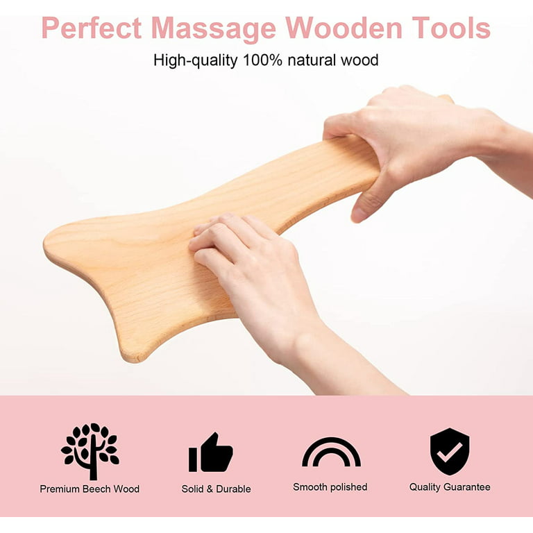 Casewin Gua Sha Massage Tool,Wood Therapy Massage Tools, Lymphatic Drainage  Massager,Grip Scraping Board,Anti Cellulite,for Body