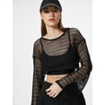 thumbnail image 5 of Mesh Crop T-Shirt Long Wide Sleeve Crew Neck, 5 of 6