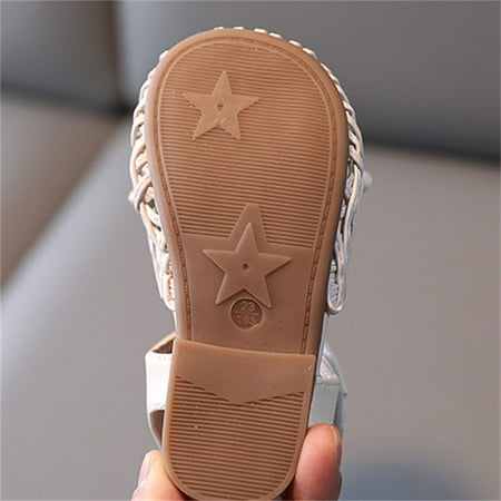 

Gubotare Girl s Sandals Girls Sandals Open Toe Strappy Summer Shoes Dress Sandals for Girls (White 8)