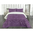 thumbnail image 3 of Ambesonne Eggplant Quilted Bedspread Set 3 Pcs, Arrangement Ornament, King Size, Violet, 3 of 5