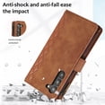 thumbnail image 6 of TECH CIRCLE Wallet Case for Samsung Galaxy S23 5G with Shoulder Strap+Wristlet+9 Card Slots, Magnetic Flip Stand Zipper Purse Lanyard Hand Strap Crossbody Phone Case for Galaxy S23 6.6", Brown, 6 of 9