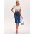thumbnail image 3 of DARING DIVA Women's Stretchy Below Knee Length Jean Skirts X-Large Dark Blue, 3 of 7