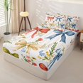 thumbnail image 2 of Homewish Vintage Floral Bow Zipper Full Size Comforter Sets with Fitted Sheet and 2 Pillowcases For Women,Red Blue Yellow Retro Zipper Bedding Set,Reversible,4 Pieces, 2 of 7