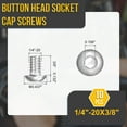 thumbnail image 2 of Uxcell 1/4"-20x3/8" Button Head Socket Cap Screws - 10Pack - Good for Road Bicycle, Mountain Bike, Auto, Motorcycle - 304 Stainless Steel Whitewashed - Hex Drive Fasteners, 2 of 6