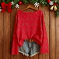 thumbnail image 2 of Gyexs Christmas Sweaters for Women Boat Neck Imitation Sweater Pullovers Long Sleeve Boho Tops Xmas Fashion Clothes Z01 Red & Size M, 2 of 3
