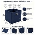 thumbnail image 3 of Dailivio Collapsible Fabric Cube Storage Bins (10.5" x 10.5"), Storage Cubes Organizer Bin with Handles for Clothes, Navy Blue, 2 Pack, 3 of 8