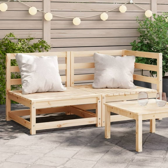 vidaXL Patio Sofa 2-Seater Solid Wood Pine