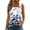 Blue, variant on Women's Color Block Ruffled Square Neck Sleeveless Tank Top, Striped Casual Summer Shirt with Floral Accents,Black L