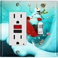 thumbnail image 1 of Metal Light Switch Wall Plate Outlet Cover (Sea Snail Starfish Pastel Glitter Reef Bubbles - Single Rocker Single Toggle), 1 of 2